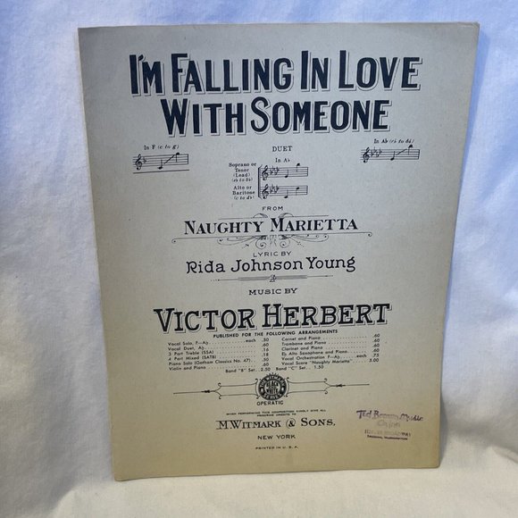 I'm Falling In Love With Someone Sheet Music in F 1910 M. Witmark & Sons 11769 - Picture 2 of 8